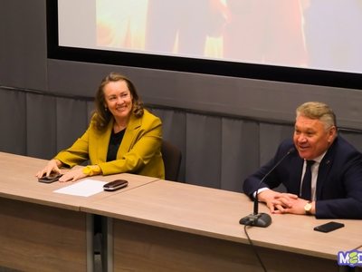 Встреча ректора университета со студентами колледжа, приуроченная к Дню СПО / Диана Алексеева, Павел Железняк