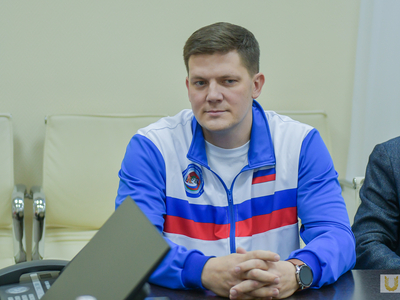 Встреча ректора со сборной по плаванию — победителями Спартакиады союзного государства / Павел Железняк